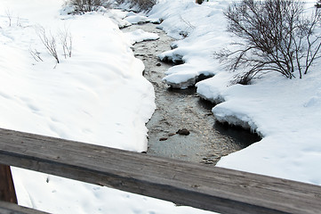 Image showing Snowy creek and bridge