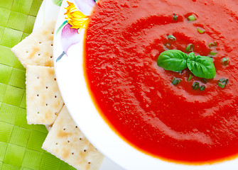 Image showing Soup and Crackers