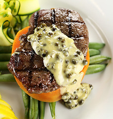 Image showing Steak With Peppercorn Sauce