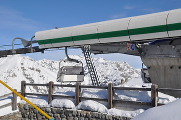 Image showing Mountain station of chairlift