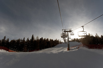 Image showing Chairlift in the sun