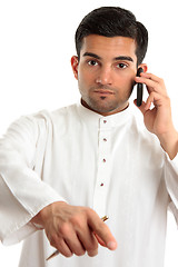 Image showing Arab ethnic man pointing finger