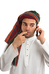 Image showing Pondering arab businessman