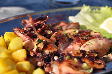 Image showing Grilled squid platter
