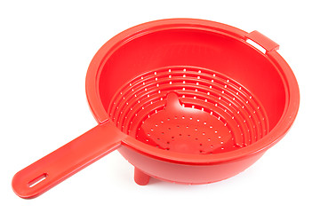 Image showing Red brilliant plastic colander