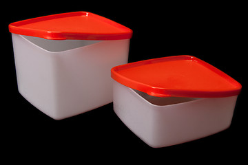 Image showing Plastic containers with red lid