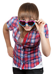 Image showing Young beautiful girl in sunglasseses