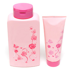 Image showing Two rose vials of the shampoo and helium for soul