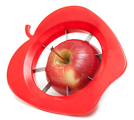 Image showing Red apple and special knife