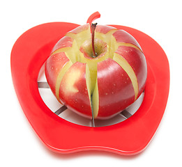 Image showing Red apple and special knife