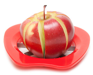 Image showing Red apple and special knife