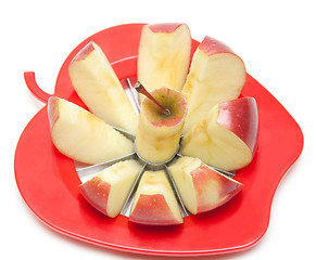 Image showing Red apple and special knife