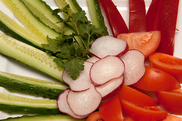 Image showing Dish with cutting vegetables