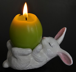 Image showing Easter - White rabbit candle holder 