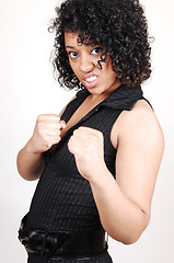 Image showing Angry girl likes fighting.