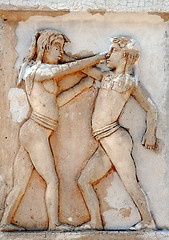 Image showing Figting Boys Bas-relief