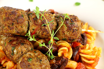 Image showing Pasta And Meatballs