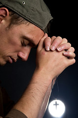 Image showing Praying Man Holding A Cross -2