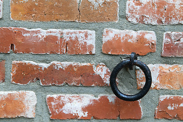 Image showing Old brick wall with ring