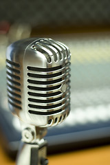 Image showing Vintage Microphone in music studio