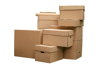 Image showing cardboard boxes arranged in stack