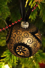 Image showing Golden-black Christmas ball decoration