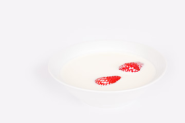 Image showing Strawberries in Milk