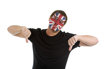 Image showing thumbs down with union jack flag