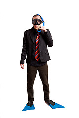 Image showing Businessman with a scuba mask