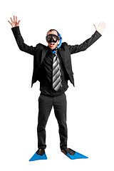 Image showing Businessman with a scuba mask