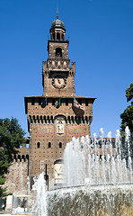 Image showing  Castello Sforzesco The Castle entrance with fountain Milan Ital