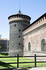 Image showing left tower Castello Sforzesco Castle Milan Italy