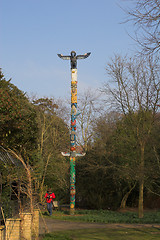 Image showing Photographer with totem pole