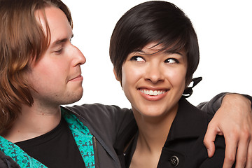 Image showing Diverse Caucasian Male and Multiethnic Female Portrait