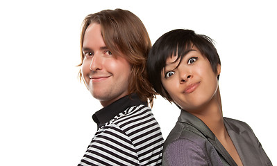 Image showing Diverse Caucasian Male and Multiethnic Female Portrait