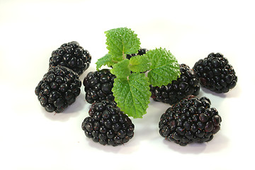 Image showing Blackberries with lemon balm