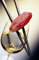 Image showing Sushi and Wine