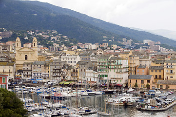 Image showing old port Bastia Corsica France with St. John the Baptist church 