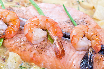 Image showing Salmon fish and seafood