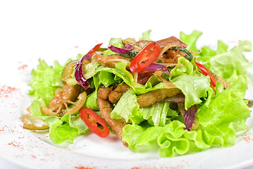 Image showing Salad of pork, courgette, lime