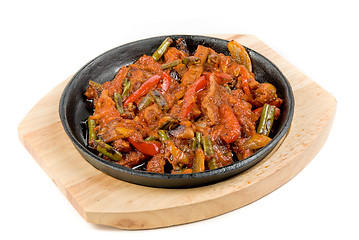 Image showing meat and vegetables at pan