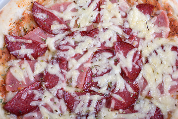 Image showing Salami pizza closeup