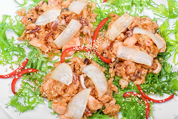 Image showing Rice with roast vegetables