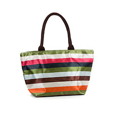 Image showing Striped beach bag