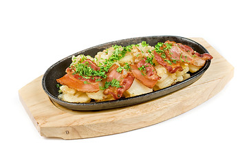 Image showing Fried potato with bacon