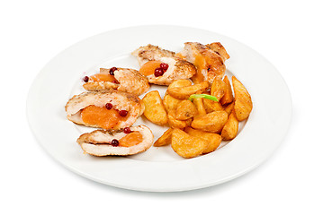 Image showing Roast chicken meat and potato