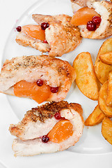 Image showing Roast chicken meat and potato