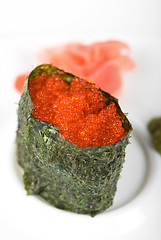 Image showing Red tobiko sushi