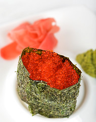 Image showing Red tobiko sushi