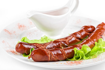 Image showing grilled sausage closeup